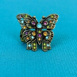 Heidi Daus ~ Butterfly 🦋 Rhinestone Ring ~ Stamped Authentic